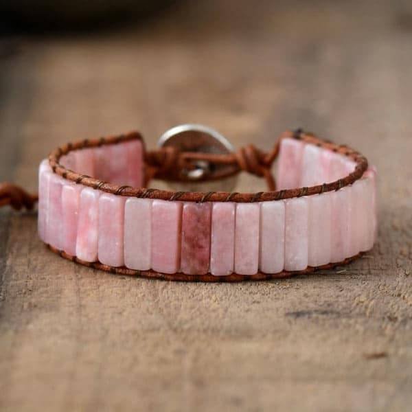 Brazalete de Piedra Natural “Cuarzo Rosa”-1