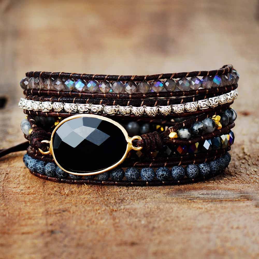 Pulsera Bohemia de Ónix Negro-1