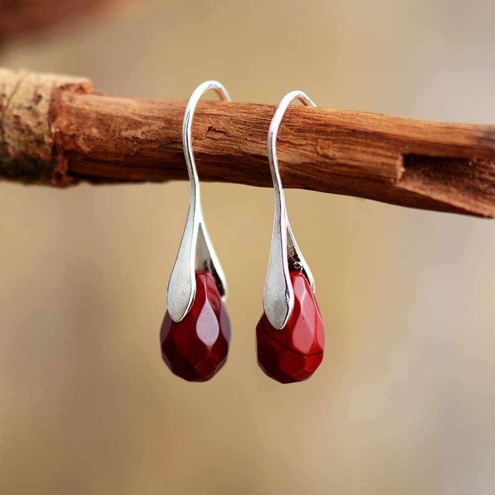 Pendientes de Piedra Natural "Jaspe Rojo"-1