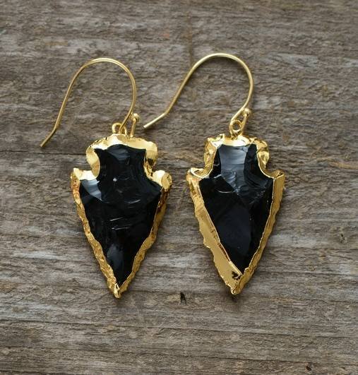 Pendientes de Piedra Natural "Flecha de Obsidiana"-1