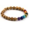 Pulsera de siete chakras con cuentas de madera natural para hombre-1