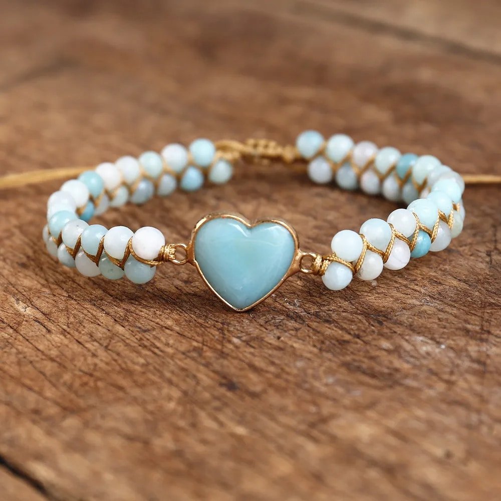 Pulsera Confianza y Armonía con Corazón y Perlas de Amazonita-1