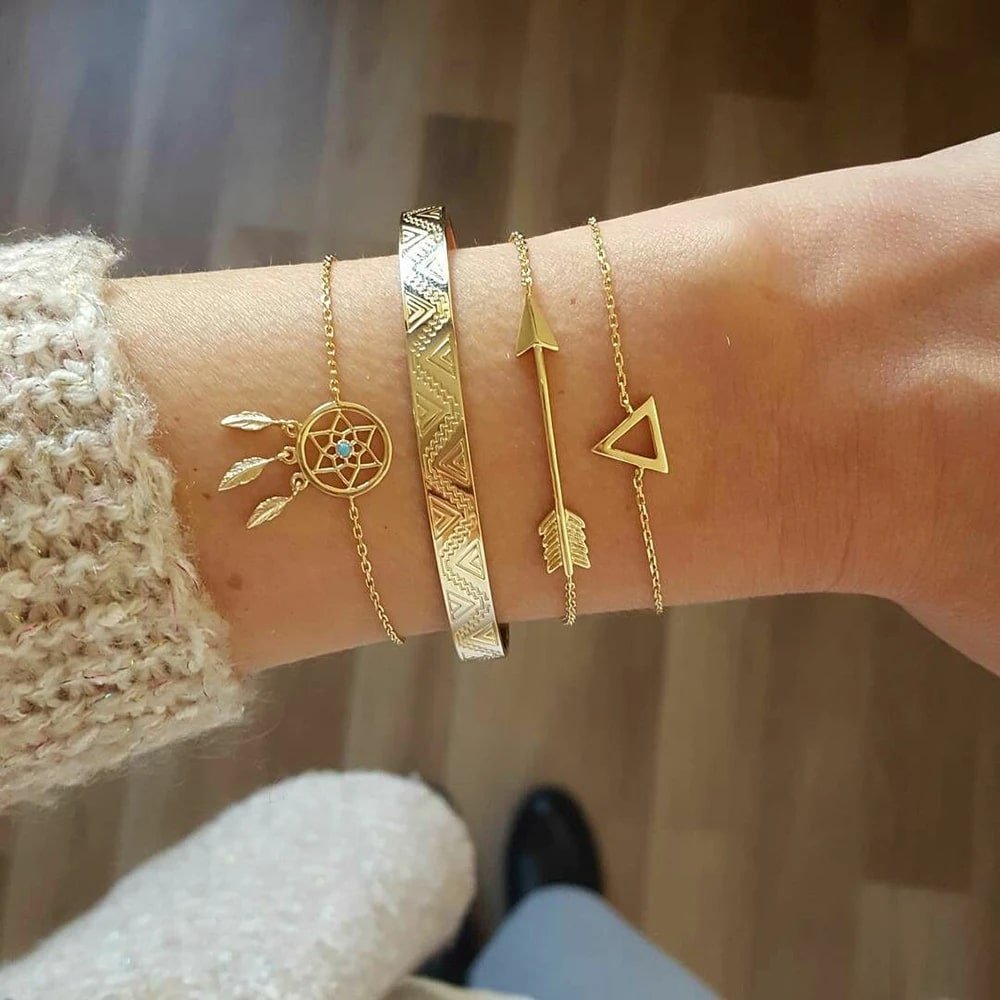 Conjunto de 4 Pulseras Atrapasueños de Estilo Vintage-1