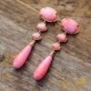 Pendientes colgantes de piedra semipreciosa rosa para mujer-1